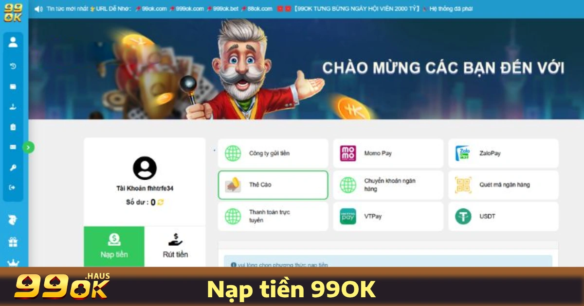 TRANG CHỦ 29 Hướng dẫn nạp tiền 99OK với vài bước đơn giản